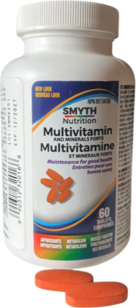 SMYTH Nutrition Multivitamin and Minerals Forte bottle, 60 tablets